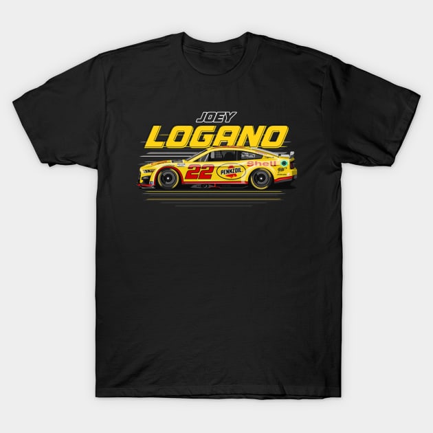 Joey Logano #22 Mustang T-Shirt by stevenmsparks